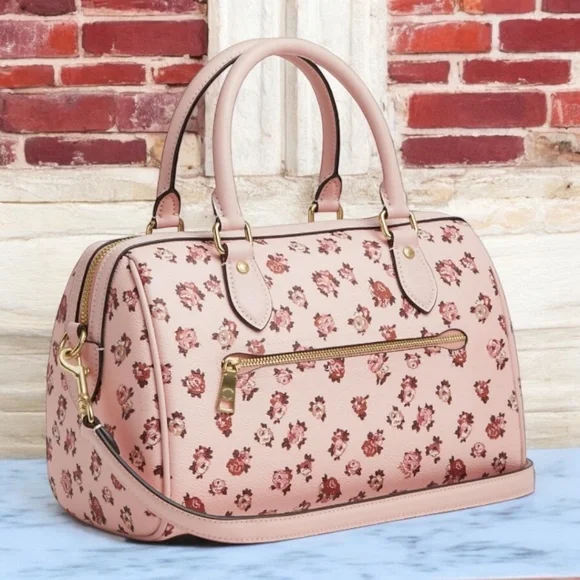 Coach Rowan Satchel Blush Rose Print and Your Choice Bag Charm + Duster NWT - Picture 15 of 15